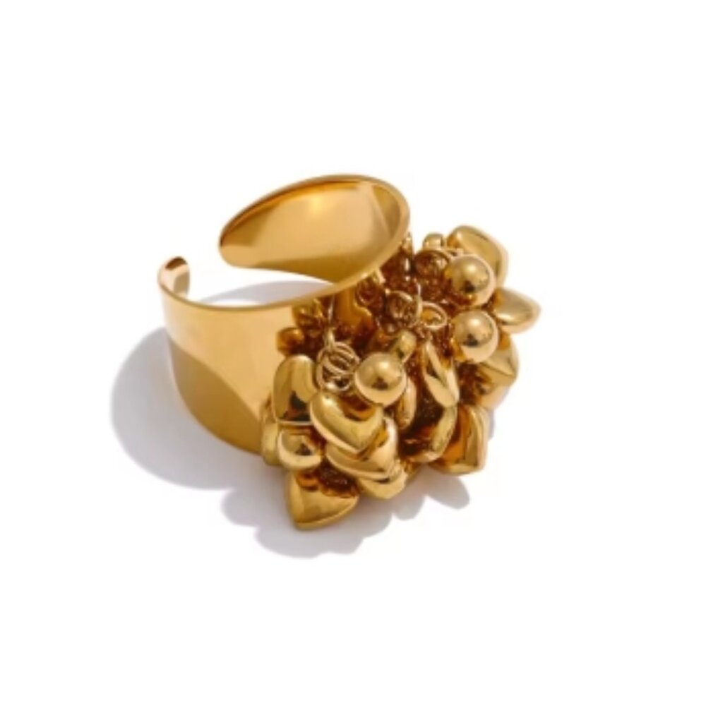Heart Tassel Ring, Women's Gold Ring, Unique Ring, Women's Statement Jewelry
